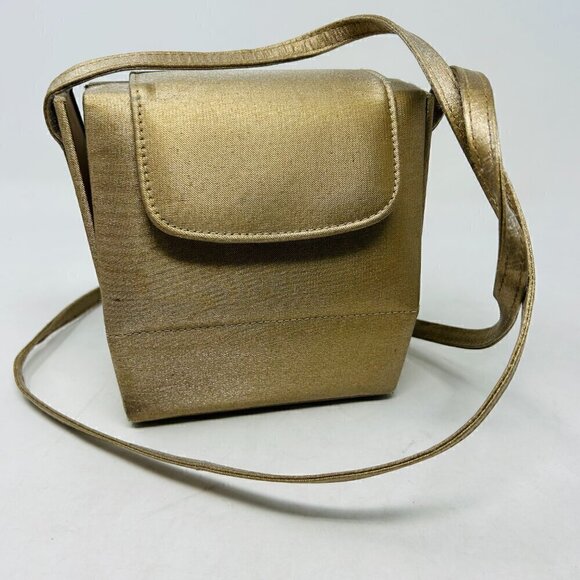 Stuart Weitzman Vintage Golden Sateen Copper Lame Crossbody Bag - Picture 2 of 6
